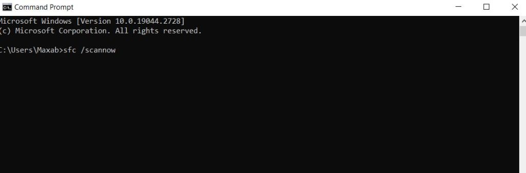 running command prompt to find any issues 