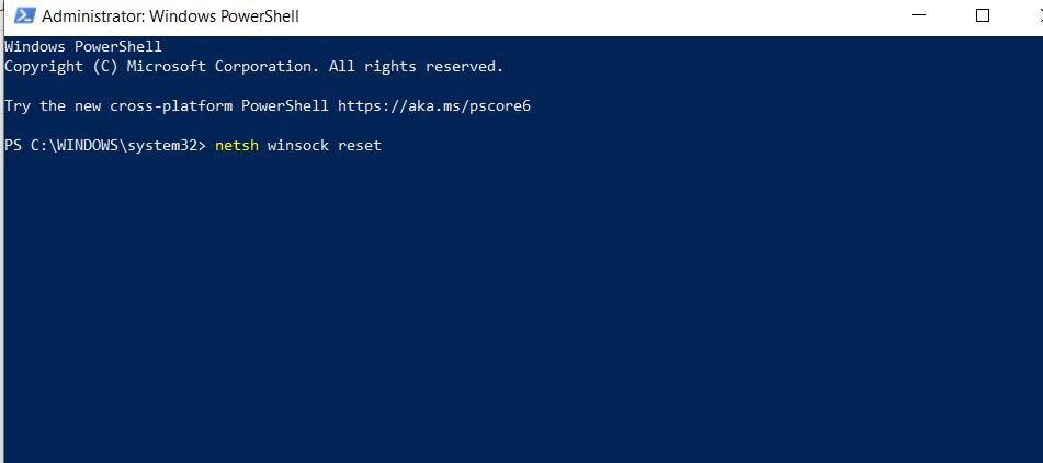 Windows Powershell interface for resetting TCP/IP settings 
